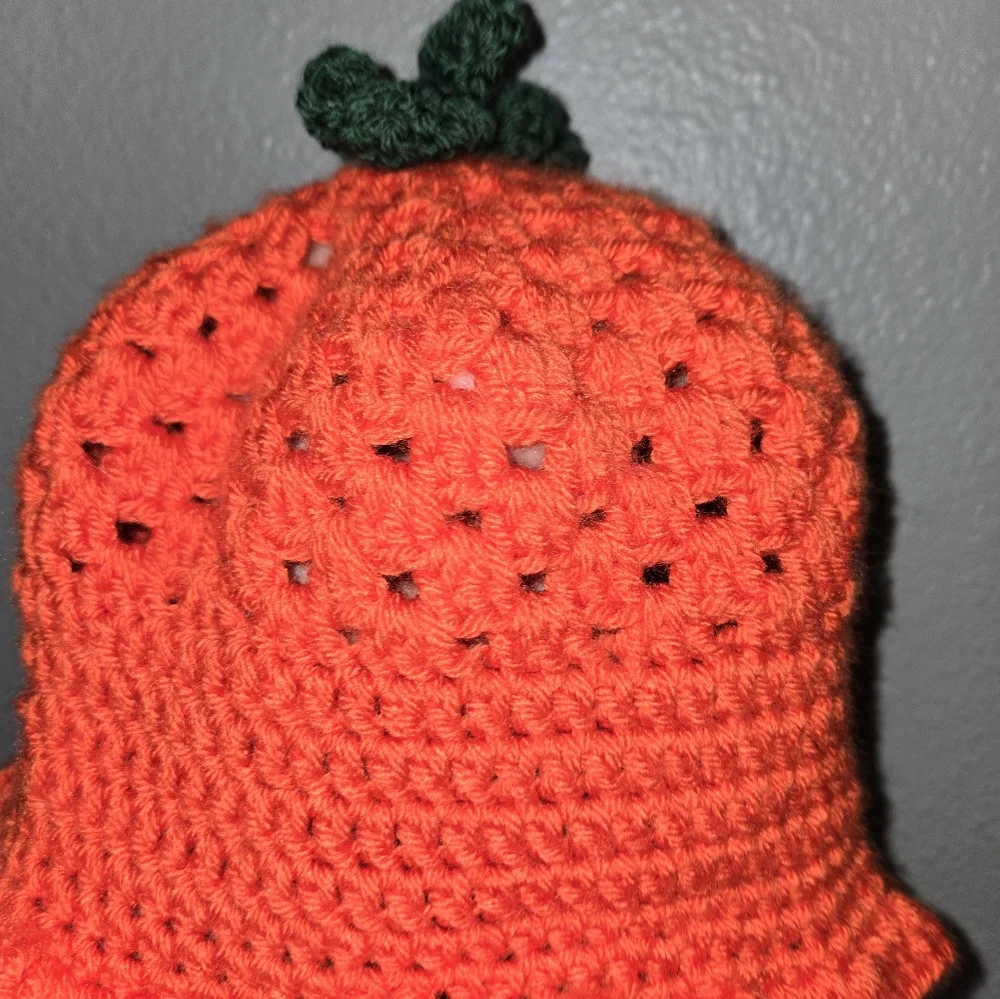 🍊Orange Fruit Crochet Bucket Hat For Toddler Girl Ages 3-5
